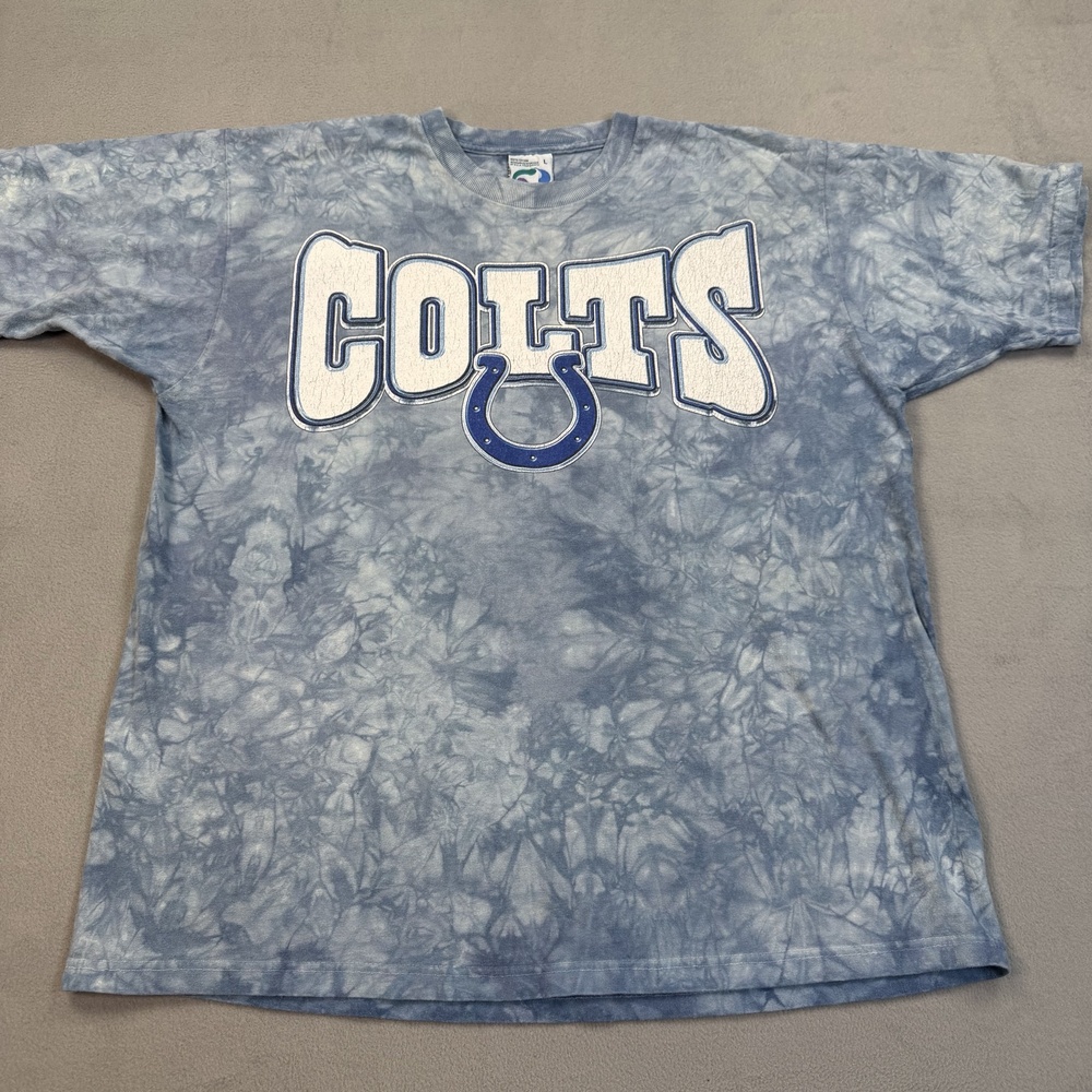 Indianapolis Colts Shirt Mens Large Blue NFL Football Liquid Blue Tie Dye